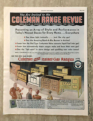 1934 Coleman Safety Instant Gas Ranges Lamp & Stove Company Vtg Print Ad
