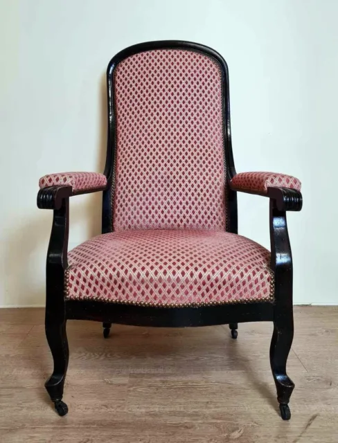 Fauteuil voltaire en bois laqué noir époque Napoléon III