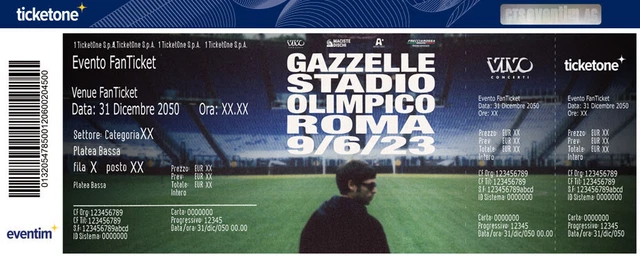 Biglietto concerto Gazzelle 09/06/23 Roma stadio Olimpico Tribuna Monte Mario