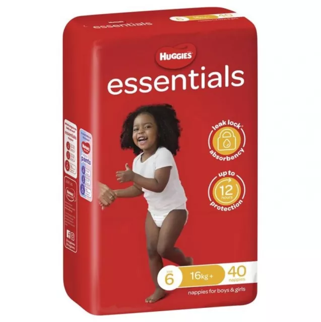 New Huggies Essentials Nappies Unisex Size 6 - Carton (4 X 40Pk) 16Kg and Over