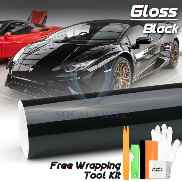 GLOSS GLOSSY BLACK Car Vinyl Wrap Sticker Decal Film Air Release Bubble
