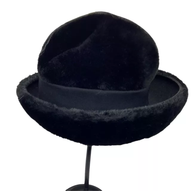 Yves Saint Laurent black velvet saucer hat with orange taffeta ribbon, fw  1995