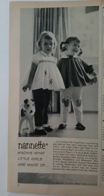 1961 Nannette Knows What Little Girls Are Fatto Di Vintage Abito Moda Ad