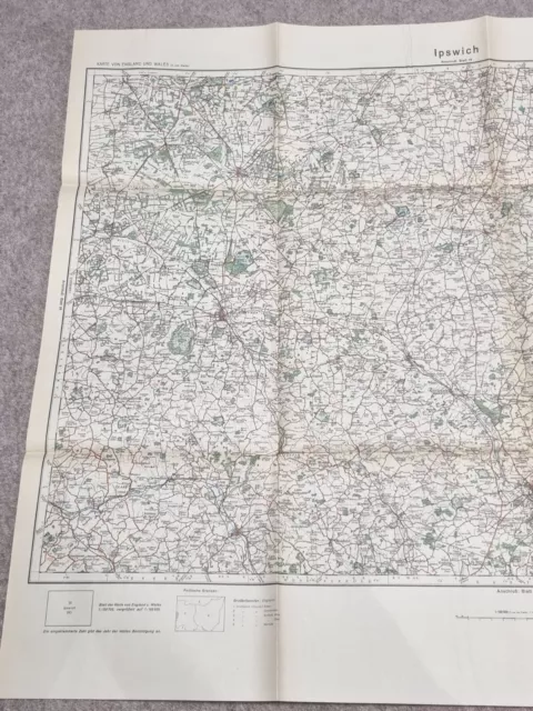 ORIGINAL WW2 GERMAN INVASION / AIRFORCE MAP Of IPSWICH 1938 2