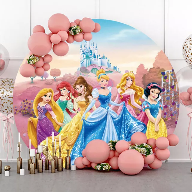 Round Princess Backdrop Castle Girls Birthday Party Photo Background Banner