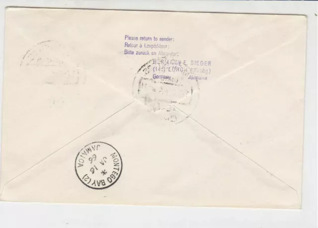 Chile 1966 1st Flight LH Slogan Airmail Men + Plane/Train Stamps Cover Ref 29439 2