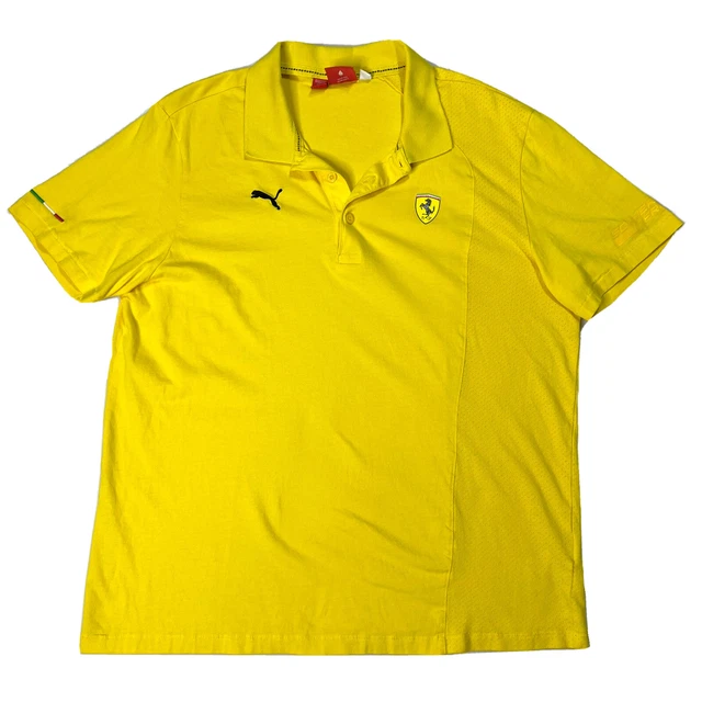 Puma Scuderia Ferrari Sport Lifestyle TShirt Yellow Mesh Polo LARGE Official Tee