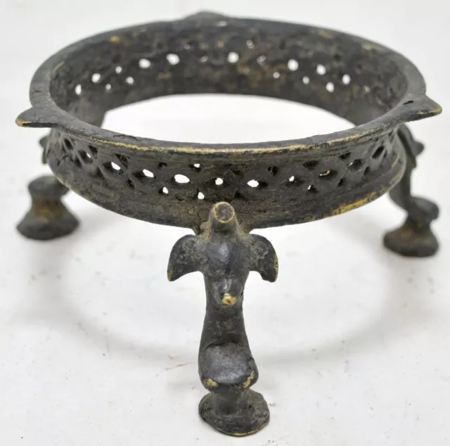 Antique Brass Round Matka Pot Stand Original Old Hand Crafted Engraved