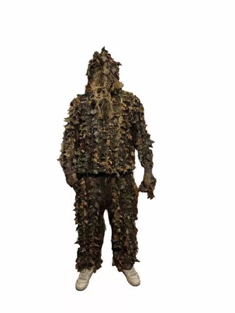 Ghillie Suit Oliv Grün mit Kopfteil M-XL Mit Handschuhen Und Kälteschutz Maske