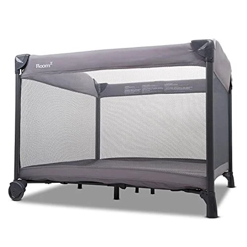 Room² Large Portable Playpen for Babies and Toddlers with Nearly 10 Charcoal