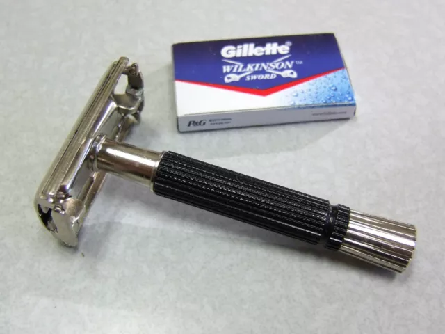 Vintage Gillette W-1 1976 Black Super Speed TTO DE Safety Razor