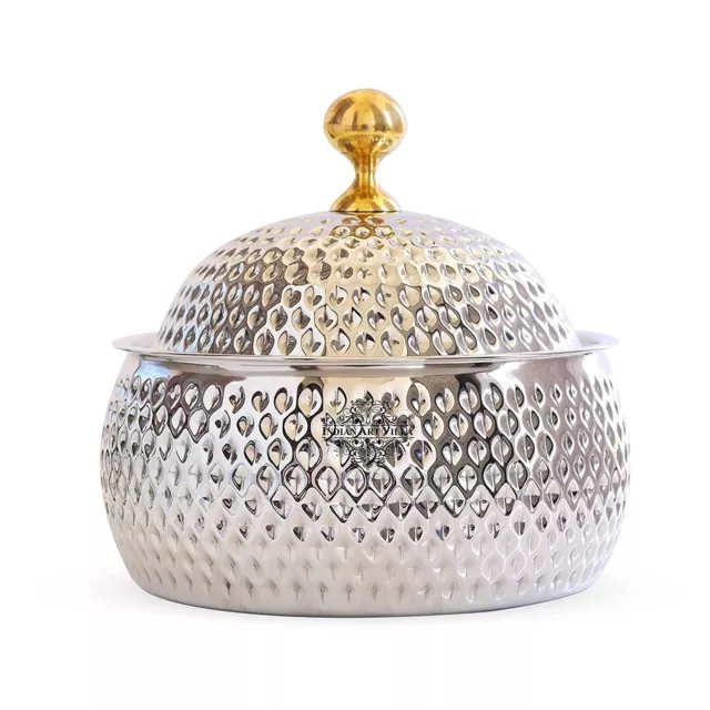 Acier Inoxydable Casserole Pot Avec Rhombus Martelé Design 2000 ML