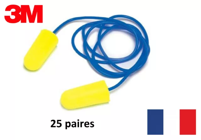 25 paires- Bouchon Oreille 3M E-A-Rsoft Yellow EAR bouchons oreilles boule quies