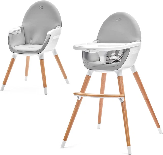 Kinderkraft Trona Bebé 2 en 1 FINI, Silla Infantil, Ajustable, Gris