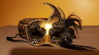 GOLD & BLACK " Black Swan" VENETIAN Masquerade Mask * Made in Italy