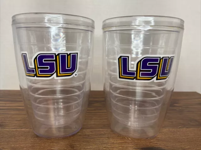 LSU Tigers No Sweat Plastic Tumbler Glass 16 oz Louisiana State Tigers Set Of 2