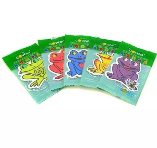 5 X ASSORTED COVEVA FROG HANGING CAR VALET AIR FRESHENERS Free P&P
