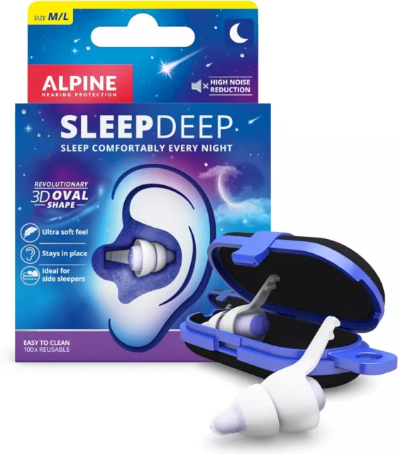 Alpine SleepDeep M/L – Ear Plugs for Sleep and Concentration - New 3D Oval Sh