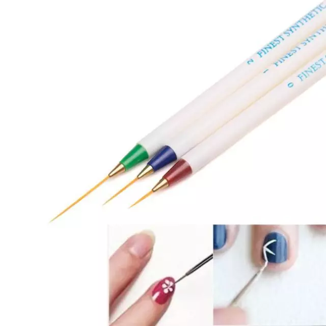 3 PIEZAS Juego de Diseño de Arte en Uñas Pintura de Puntos Pintura Dibujo Cepillo Pluma Herramientas