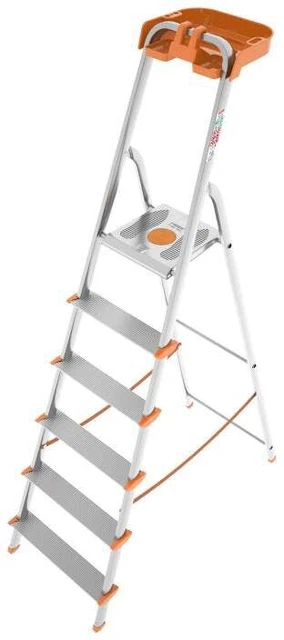 Scala Scaletto in Alluminio Attica con Portaoggetti Max 150 Kg 5 Gradini