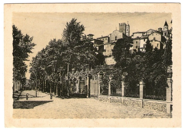 Cartolina - Castell'Arquato (Piacenza) - I giardini e il Viale - FG - NV