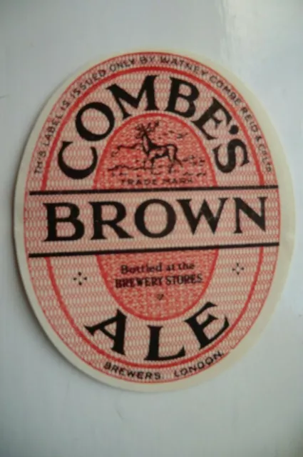 Neuwertig Combe's London Braun Ale Brauerei Bierflasche Etikett