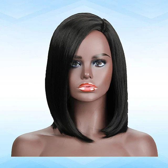 Black Woman Synthetic Wig Fahion Straight Middle-Length Wig Hair Cover Stylish 2