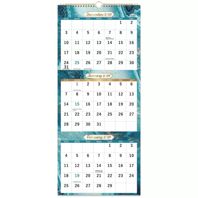 2024 WALL CALENDAR 3Month Display Vertical Calendar 2024, Dec 2023