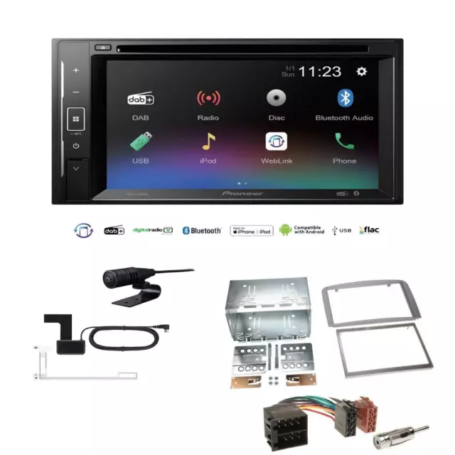 Pioneer Autoradio 2-DIN Bluetooth DVD DAB für Alfa Romeo GT 2004-2010 silber