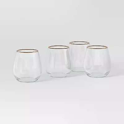 4pc Stemless Wine Glass Set Gold - Threshold