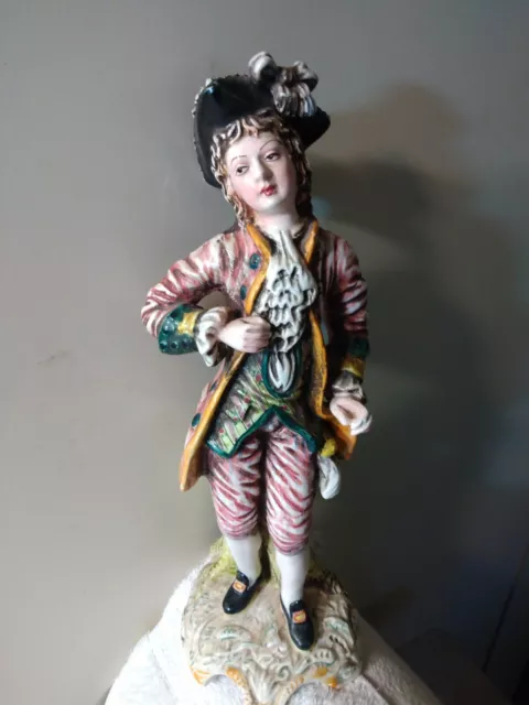 Vtg Capodimonte Majolica Porcelain Faience Figurine Classic Young Man Italy FINE