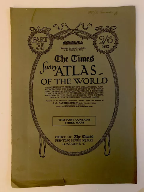 Map world polar 1920 Times Survey Atlas Plates 7,8 & 9 Bartholomew & Sons Pt 35