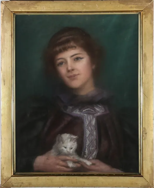 Late 19th Century Pastel - The New Kitten
