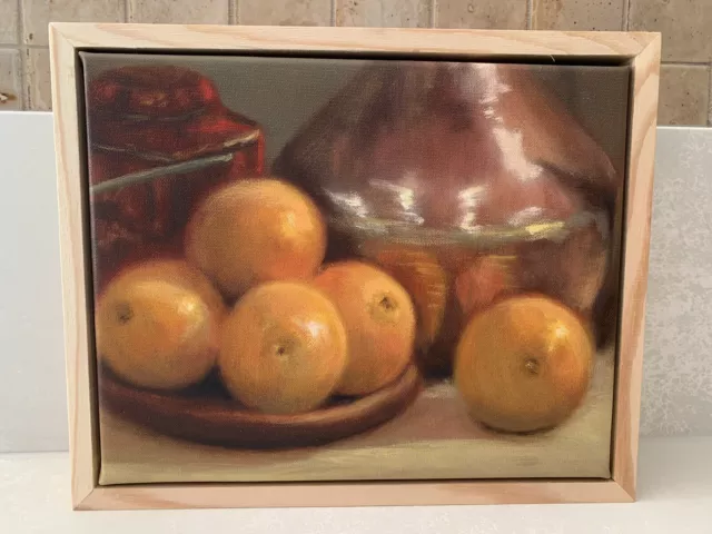 Still Life PAINTING in Wooden Box Frame - Vintage Retro Wall Art