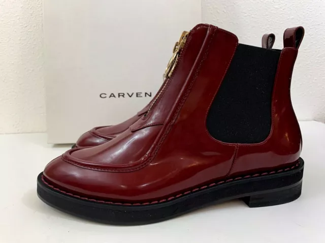 Nib Carven Runway Cambridge Leather Bordeaux Zip Ankle Boots Size 40/Us 9 $675 2