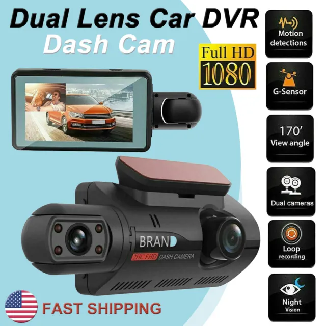 1080P Dual Lens Car DVR Dash Cam Video Recorder G-Sensor Front and Inside Camera