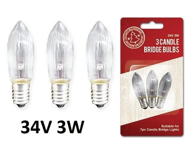 9 Pack Of 34V, 3W, E10, MES Spare Christmas Bulb Lamp For Candle Bridge,  Dencon