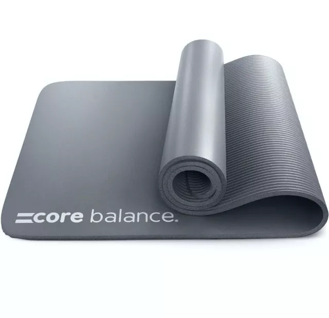 Core Balance Yoga Mat 6mm Thick - Foam Non Slip Matt For Gym Fitness - Grey