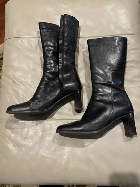 Vintage Sesto Meucci Italian Women’s Black Calf Leather Mid-Calf High Boots NICE