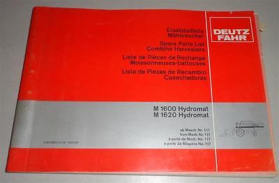 DEUTZ Catalogo Ricambi/Lista Parti di Ricambio Deutz Fahr M 1600/1620 Hydromat 