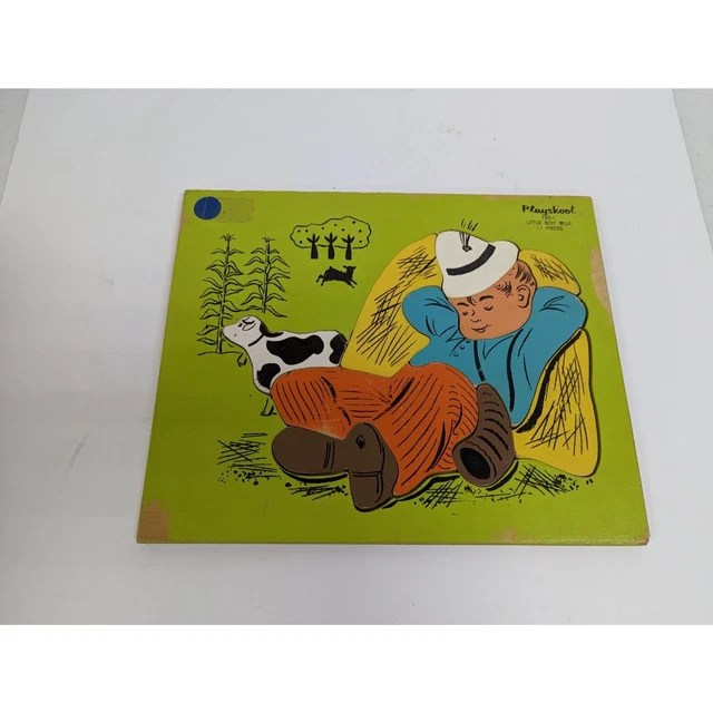 VINTAGE PLAYSKOOL LITTLE Boy Blue Wooden Puzzle 185 11 Pieces
