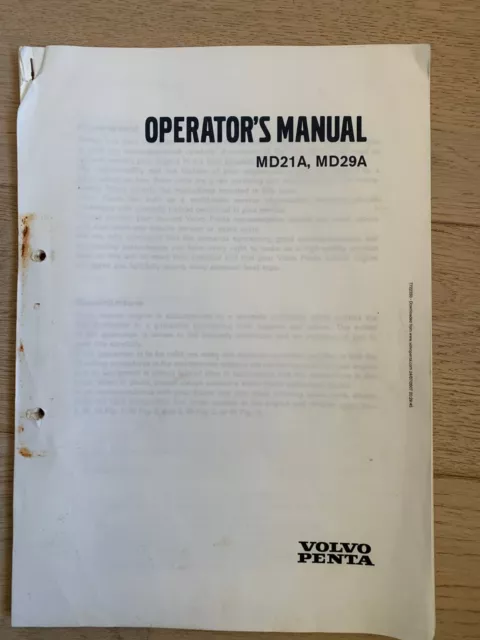 Volvo Penta MD21A, MD29A Operator's Manual