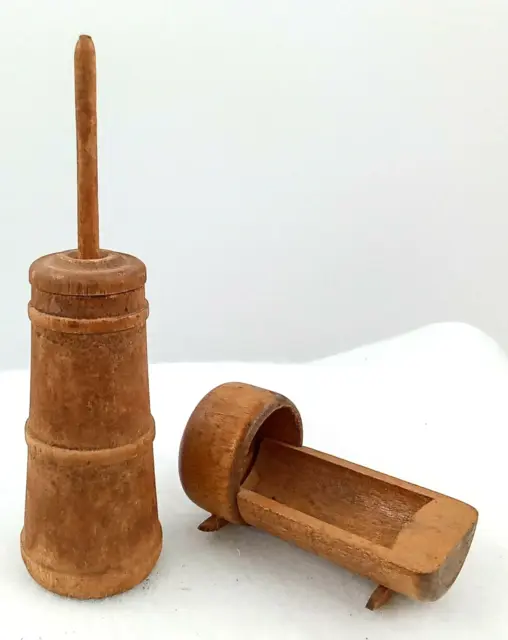 Miniature Dollhouse Wood Butter Churn and Cradle Weathered Rustic Vintage