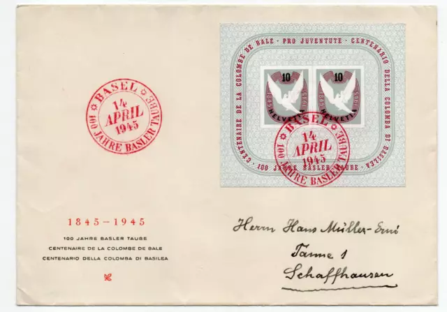 Schweiz Block Nr.12 gestempelt  auf FDC Brief 14.4.1945 ME 150.-