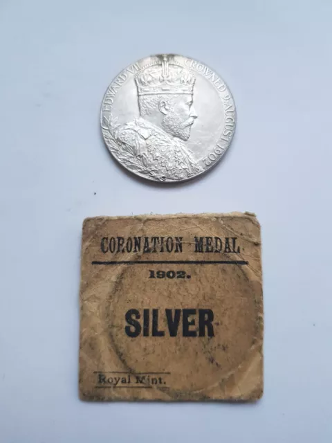 1902 Edward VII Coronation Silver Medal With Envelope