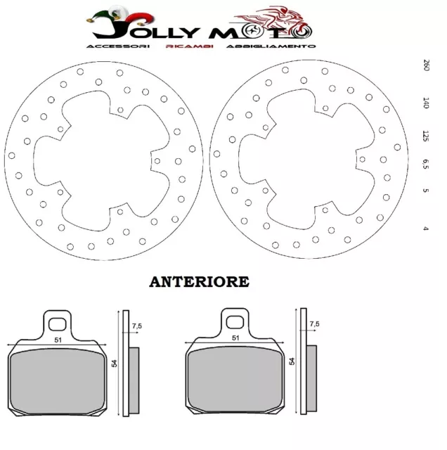 Kit Dischi Freno Anteriori Con Pastiglie Per  Piaggio Beverly 500 2002-2007