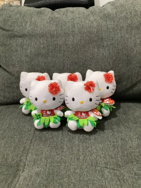 TY Hello Kitty Hawaii Hula Skirt Beanie Babies NWT  (Free Gift With Purchase)