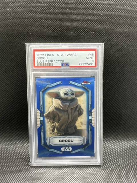 2022 Finest Star Wars Grogu /150 Blue Refractor PSA 9 Topps