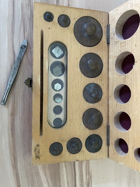 Apothekergewichte Feinwaage Gewichtssatz Alt Holzbock 2