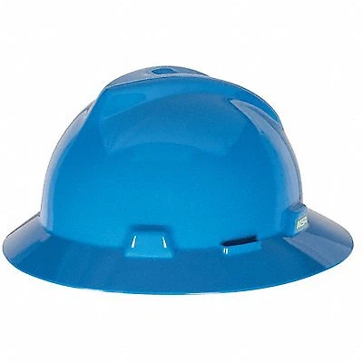 Hard Hat: Full Brim Head Protection, ANSI Classification Type 1, Class E, Blue,